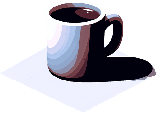 coffee mug.
Single Game Texture.  In-Game asset.  2d.  Blank background.  High contrast.  No shadows