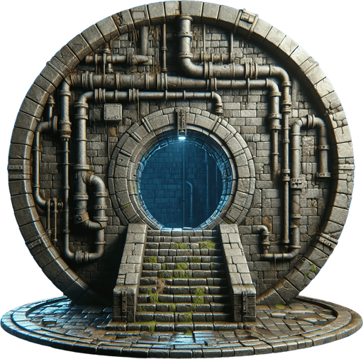 Sewer.
Single Game Texture.  In-Game asset.  Blank background.  High contrast.  No shadows