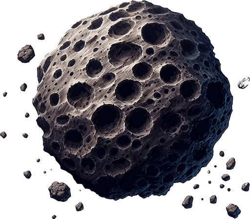 asteroid
Single Game Texture. In-Game asset. 2d. Transparent background. High contrast. No shadows.