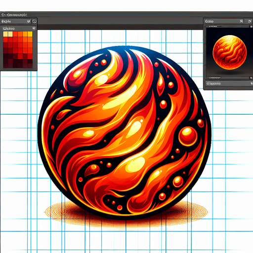Fire ball. Bubble shooter game. Thin black outline..
Single Game Texture. In-Game asset. 2d. Blank background. High contrast. No shadows.