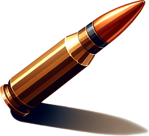 Bullet.
Single Game Texture.  In-Game asset.  2d.  Blank background.  High contrast.  No shadows