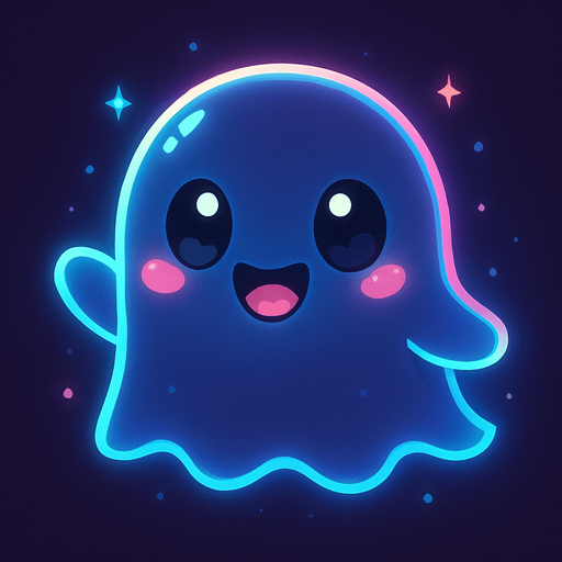 Kawaii neon ghost spirit creature style of Pokémon