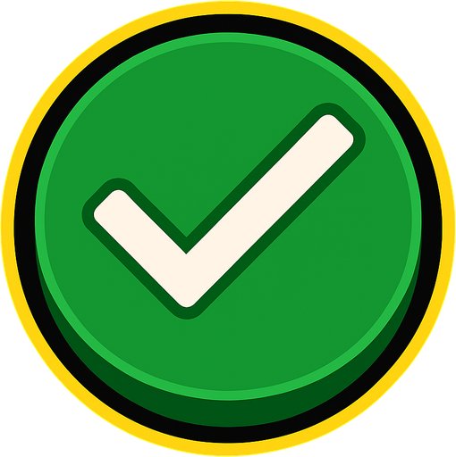 Green button with a tick on it