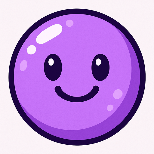 Mutlu, eflatun renkli bir bubble.
In-Game asset.  2d.  High contrast.  No shadows