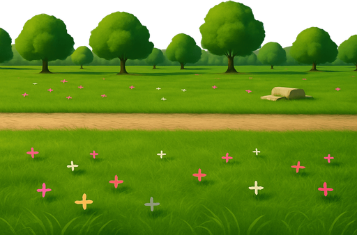 yola ve çimenlere biraz detay ve derinlik kat