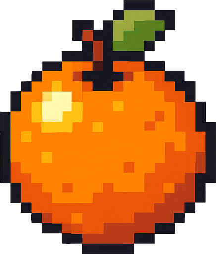 make pixel art 2d orange.
In-Game asset.  2d.  High contrast.  No shadows