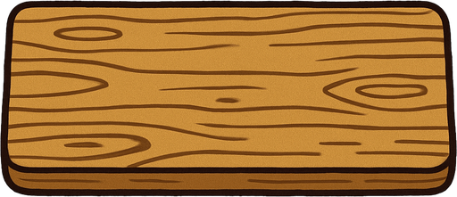 una tabla de madera alargada como si fuese de una cocina.
In-Game asset.  2d.  High contrast.  No shadows