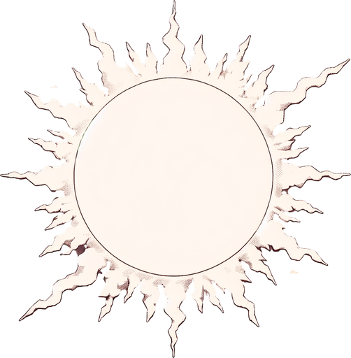 The sun. 
Single Game Texture. In-Game asset. 2d. Blank background. High contrast. No shadows.