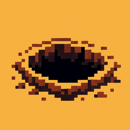 piksel çukur.
In-Game asset.  2d.  High contrast.  No shadows