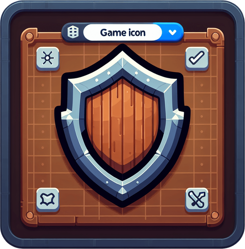 Shield icon.
Single Game Texture.  In-Game asset.  2d.  Blank background.  No shadows