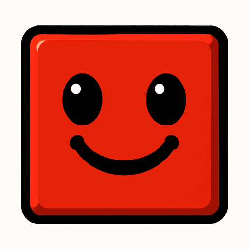 Happy red block.
In-Game asset.  2d.  High contrast.  No shadows