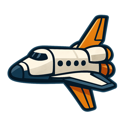 y pozisyonunda yatay bir uzay mekiği.
In-Game asset.  2d.  High contrast.  No shadows