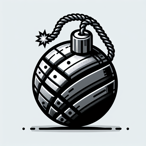 A bomb.
Single Game Texture. In-Game asset. 2d. Blank background. High contrast. No shadows.