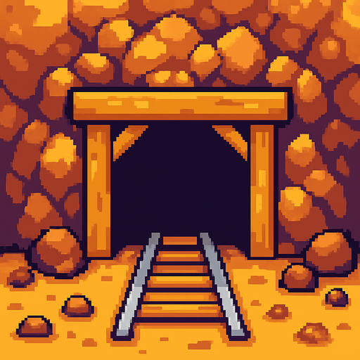 entrada a una mina pixelart.
In-Game asset.  2d.  High contrast.  No shadows