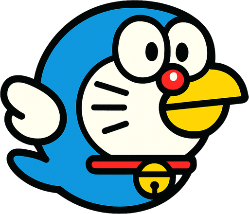 crate doraemon flapi bird.
In-Game asset.  2d.  High contrast.  No shadows