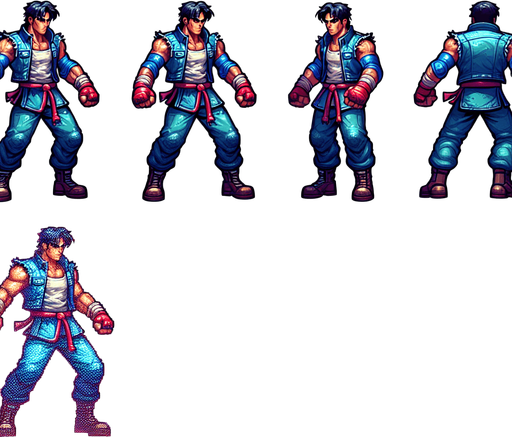 fighter.
Single Game Texture. In-Game asset. 2d. Blank background. High contrast. No shadows.