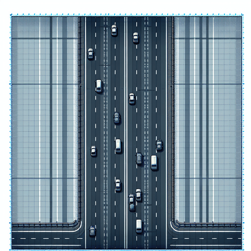 four-lane road on full image.
Single Game Texture. In-Game asset. 2d. Blank background. High contrast. No shadows.