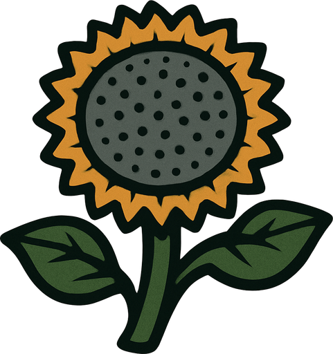 Sunflower, but no petals and gray pollen holder.
In-Game asset.  2d.  High contrast.  No shadows