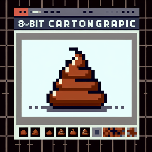 8-bit. cartoon. poop. turd. in game assset. Single Game Texture. In-Game asset. 2d. Blank background. High contrast. No shadows.