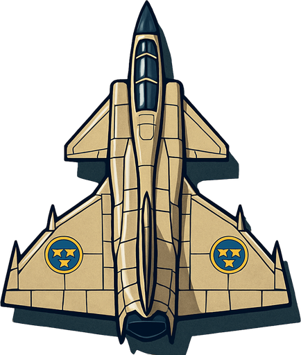 A Saab 37 Viggen fighter jet..
In-Game asset.  2d.  High contrast.  No shadows. Top down view