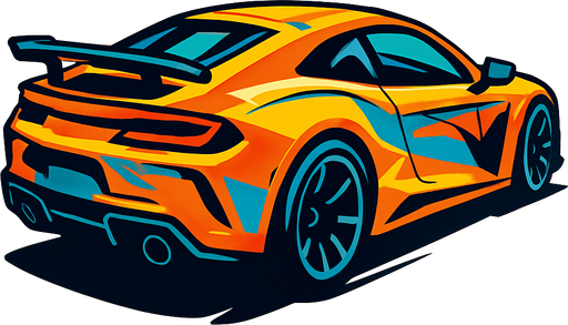 arka sağdan bakan SÜPER  araba 
In-Game asset.  2d.  High contrast.  No shadows