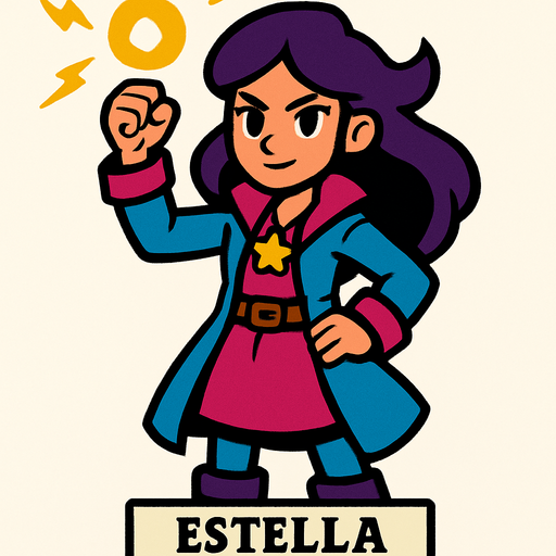 Estella la dresseuse de pouvoirs.
In-Game asset.  2d.  High contrast.  No shadows