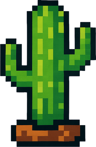 Make a 8-bit cactous.
In-Game asset.  2d.  High contrast.  No shadows