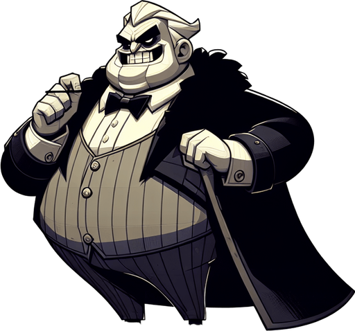 Train like enemy, ambitious villain,  looks like Train cartoonish boss, realistic and detailles.
Single Game Texture.  In-Game asset.  2d.  Blank background.  High contrast.  No shadows