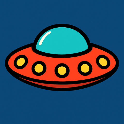 create an ufo without legs only frizby shape.
In-Game asset.  2d.  High contrast.  No shadows