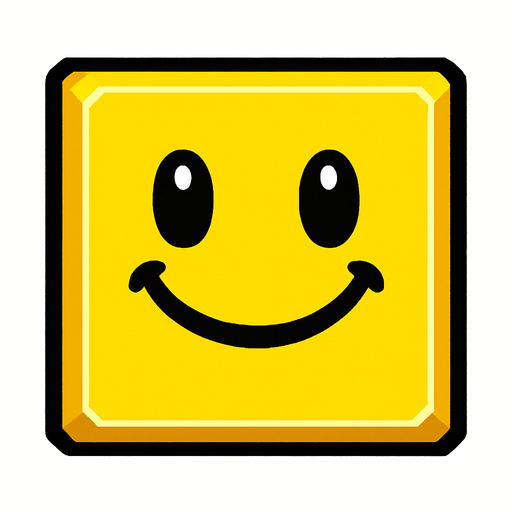 Happy yellow block.
In-Game asset.  2d.  High contrast.  No shadows