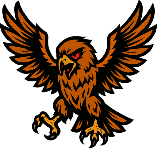 A FIERCE HAWK WITH RED EYES, SPREAD WINGS AND A THIRST FOR BLOOD!.
In-Game asset.  2d.  High contrast.  No shadows