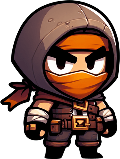 chibi anger bulk and bold guy tomb raider bandit.
Single Game Texture.  In-Game asset.  2d.  Blank background.  High contrast.  No shadows