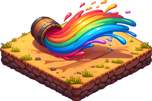 Rolling barrel with attractive colors.
Single Game Texture.  In-Game asset.  2d.  Blank background.  High contrast.  No shadows