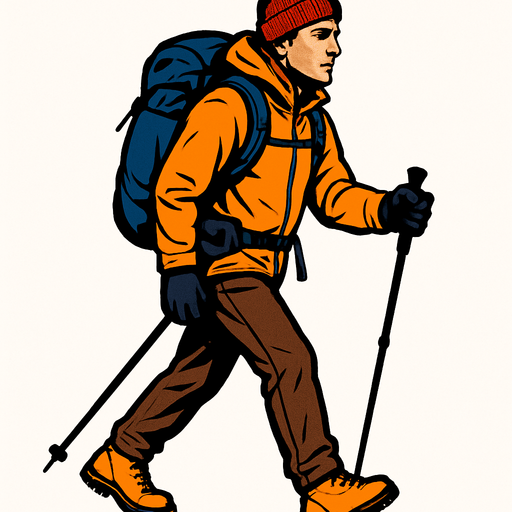 As un alpinista caminando que sea una persona real.
In-Game asset.  2d.  High contrast.  No shadows