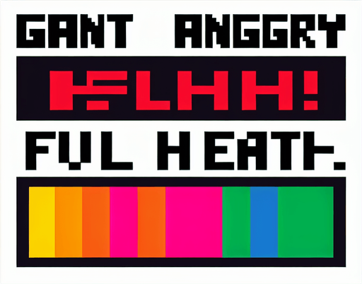 A 8-bit life bar (not a tavern, is a life bar to a  life of the character) with a text written above  "Giant angry penguin".
A