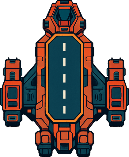 a spaceship carrier from upside perspective.
In-Game asset.  2d.  High contrast.  No shadows