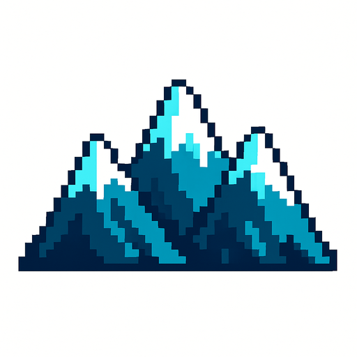 Generame una montañas pixelar en fondo blanco.
In-Game asset.  2d.  High contrast.  No shadows