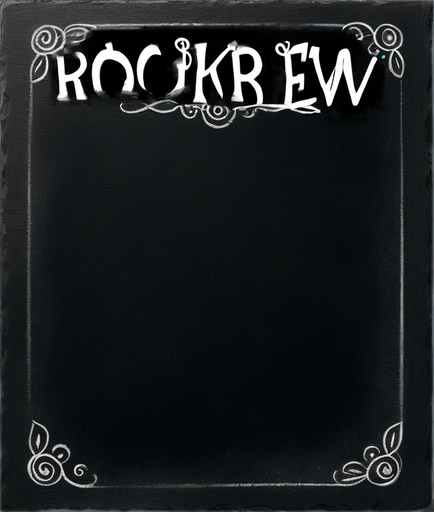 Text "ROOKIE BREW" handwritten in chalk