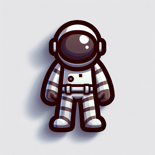 一个宇航员，卡通风格.
Single Game Texture. In-Game asset. 2d. Blank background. High contrast. No shadows.