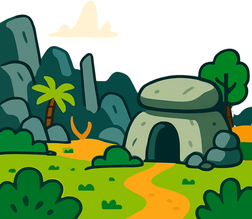 Taş devri arka plan.
In-Game asset.  2d.  High contrast.  No shadows