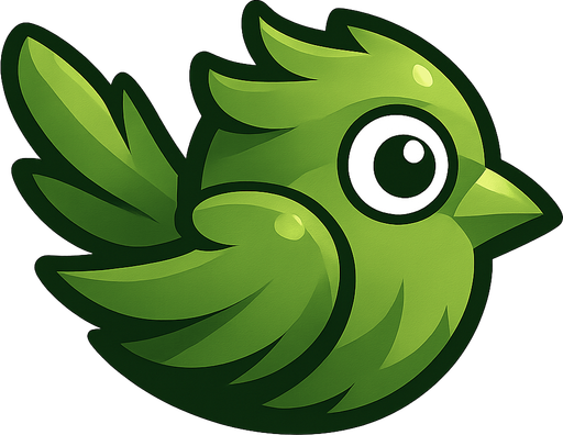 Cool bird with feathers the color #5f9a4a