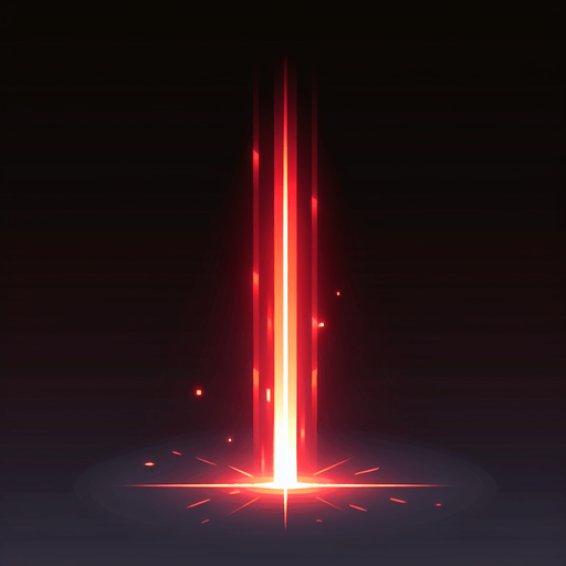 A single vertical red glowing line. 
Single Game Texture. In-Game asset. 2d. Blank background. High contrast. No shadows.