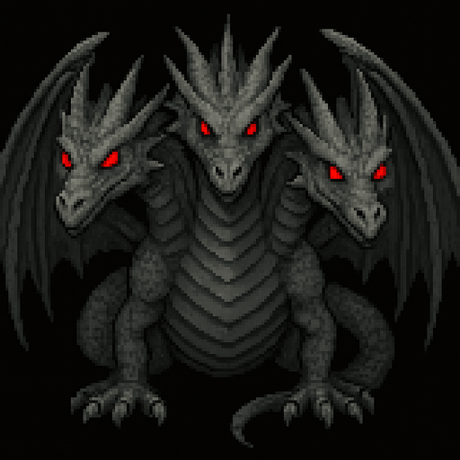 Make this dragon with 3 heads and a gray color scale