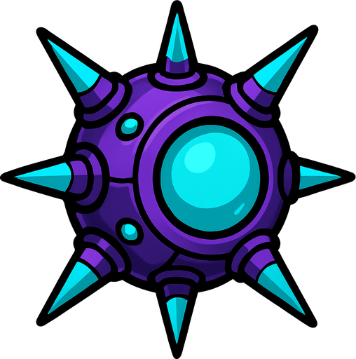 An alien space mine that has spikes.
In-Game asset.  2d.  High contrast.  No shadows