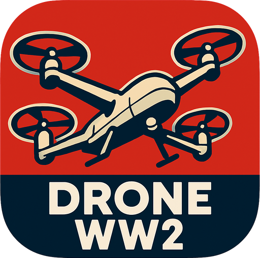 Modern App Store icon, high definition, square with rounded corners, for a game titled "Drone WW2".
In-Game asset.  2d.  High contrast.  No shadows