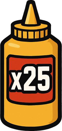 Mustard Bottle, label is x25.
In-Game asset.  2d.  High contrast.  No shadows