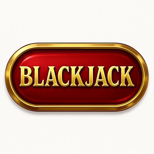 Crea un asset visual de botón ovalado/rectangular para 'BLACKJACK' en el menú principal.

Diseño:

Texto 'BLACKJACK' en tipografía de casino, centrado.

Color base rojo rubí, verde esmeralda o azul zafiro profundo (metálico/pulido).

Borde grueso y brillante dorado o plateado.

Efecto de relieve/biselado y brillo sutil.

Fondo transparente.

Objetivo: Botón lujoso, prominente y que invite al juego..
In-Game asset.  2d.  High contrast.  No shadows