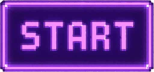 A single rectangular pixel art button labeled “Start” in a purple neon tone, designed for a lo-fi rhythm-based pixel art game. The button has soft glowing edges, a subtle pixel shadow, and a clean 1-bit pixel font. The overall mood is cozy and dreamy, matching a neon-lit DJ studio aesthetic. The background should be transparent..
In-Game asset.  2d.  High contrast.  No shadows
