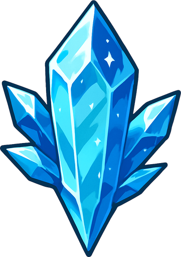 A single ice crystal. anime style.
In-Game asset.  2d.  High contrast.  No shadows
