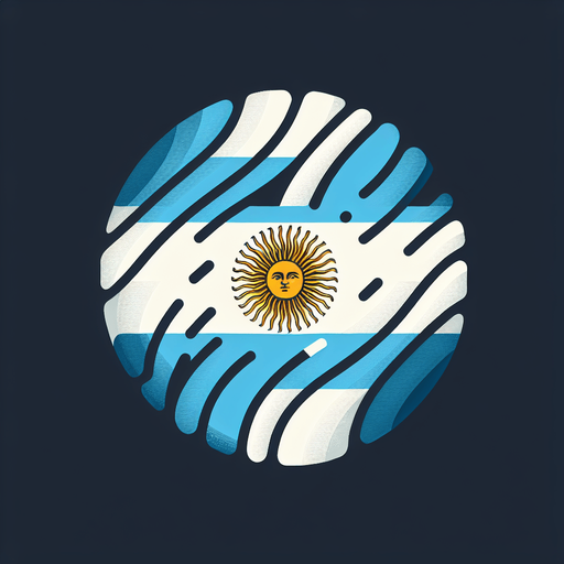 la bandera de argentina redonda.
Single Game Texture.  In-Game asset.  2d.  Blank background.  High contrast.  No shadows